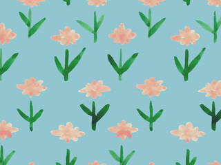 ピンクのお花の水彩北欧フレーム