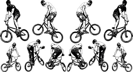 Vector image of a cyclist performing tricks