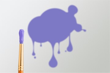 Process of choosing paint for the walls during house renovation, color and brush in paint, color of the year 2022