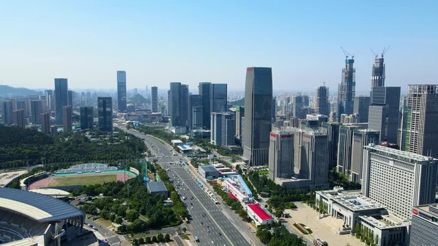 aerial photography china jinan city architecture skyline