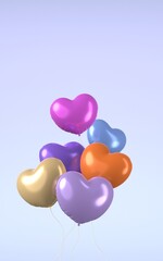 Fototapeta na wymiar Shiny Colorful Balloons are Flying on Blue