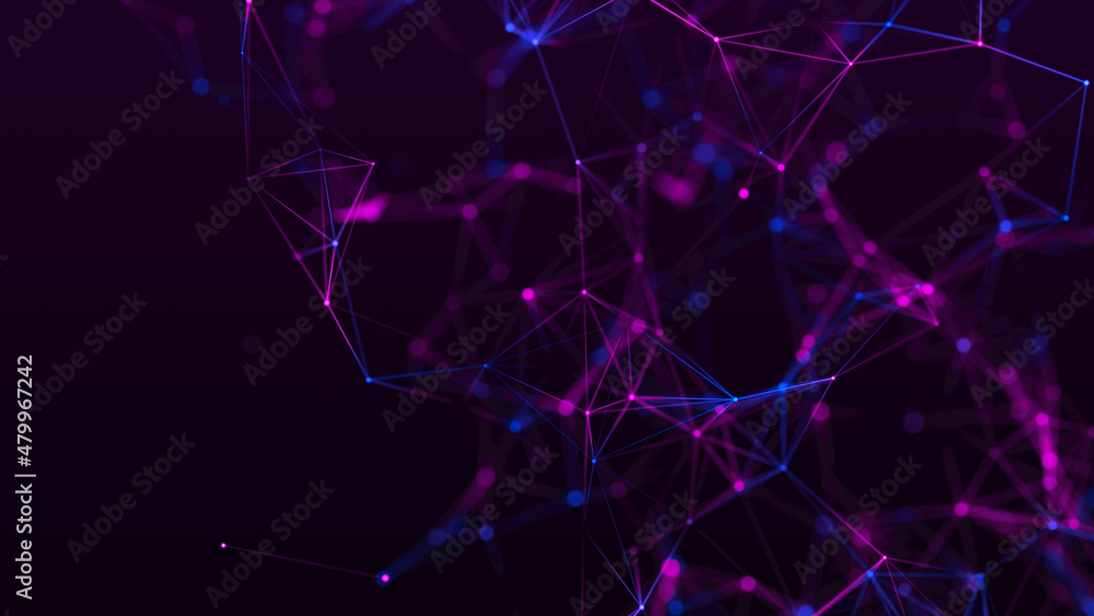 Poster abstract geometric background with connecting points and lines. abstract multicolored digital backgr