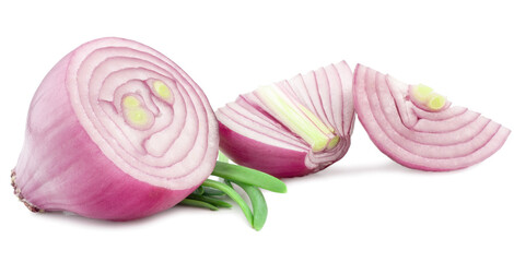 Red onions isolated on white background