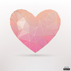 Geometric rose gold heart shape with pink background texture design for packaging, wedding card and cover template.vector illsulator