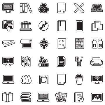 Publishing Icons. Line With Fill Design. Vector Illustration.