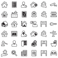 Real Estate Icons. Line With Fill Design. Vector Illustration.