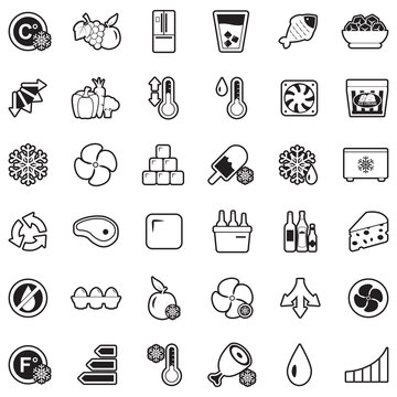 Refrigerator Icons. Line With Fill Design. Vector Illustration.