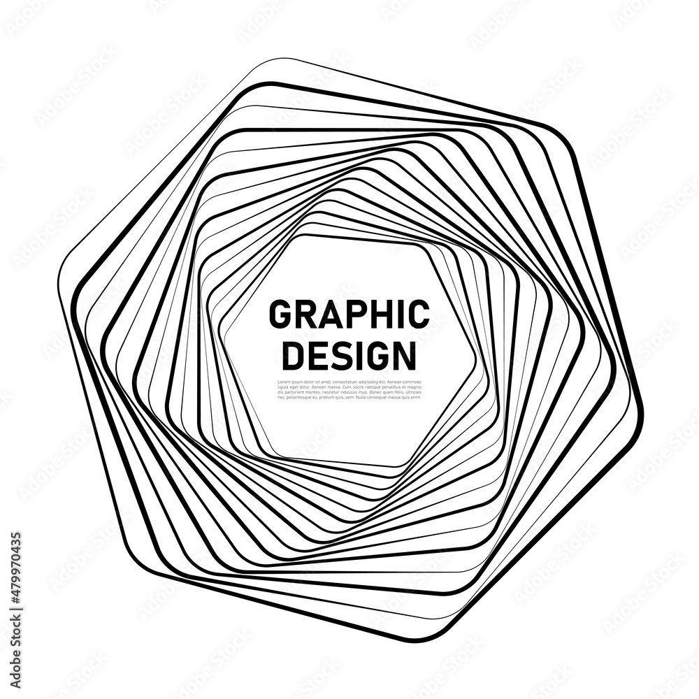 Poster black twisted futuristic spiral on a white background. wavy fractal with radial gradient. abstract w