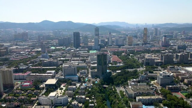 Aerial photography of Jinan city scenery panorama large format