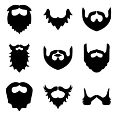 Beard Flat Icon Set Isolated On White Background
