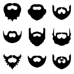Beard Flat Icon Set Isolated On White Background