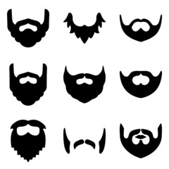 Beard Flat Icon Set Isolated On White Background