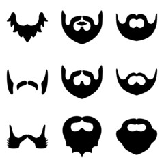 Beard Flat Icon Set Isolated On White Background