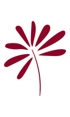 Burgundy sprawling botanical branch with leaves. Clipart.