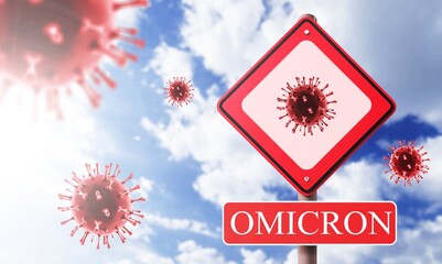 Coronavirus Covid-19 warning sign Omikron mutation variant, danger due to infection