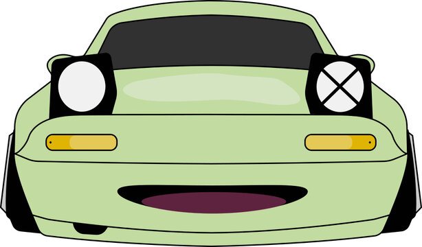 Cute smiley green car