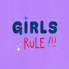 girls rule lettering