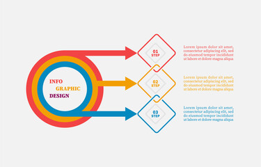 Infographic vector design square, circle shape with 3 options. Planning timeline three steps infographic design template. Creative concept planning used for web banner, diagram, layout, workflows.