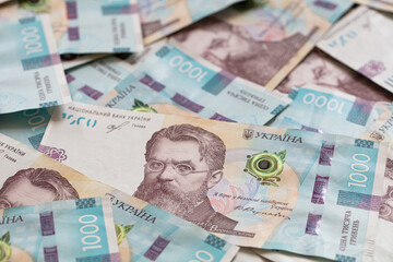 Obraz na płótnie Canvas Closeup 1000 hryvnias banknote