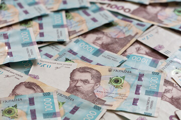 Closeup 1000 hryvnias banknote