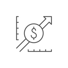Money growth line outline icon
