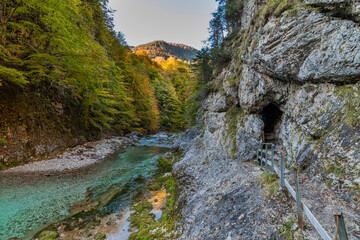 Autumn and colors of nature in the Tarvisio area. Orrido dello Slizza.