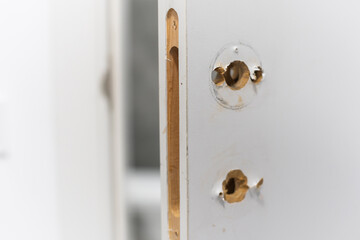 interior door with the lock removed. replacement and repair of the lock.