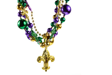 Mardi gras beads isolated on white background
