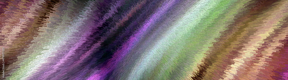 Poster multi-colored backlit villi or rays are arranged in stripes. 3d rendering. 3d illustration.