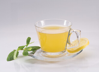 Herbal tea is ready. Still life on edited background.