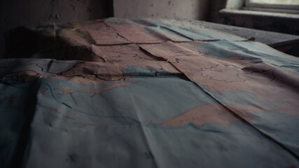 old maps in abandoned school in chernobyl exclusion zone.