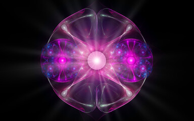 abstract illustration computer generated fantastic crystals of various shapes and shades on a black background for use in symbolism, signs for digital design and graphics