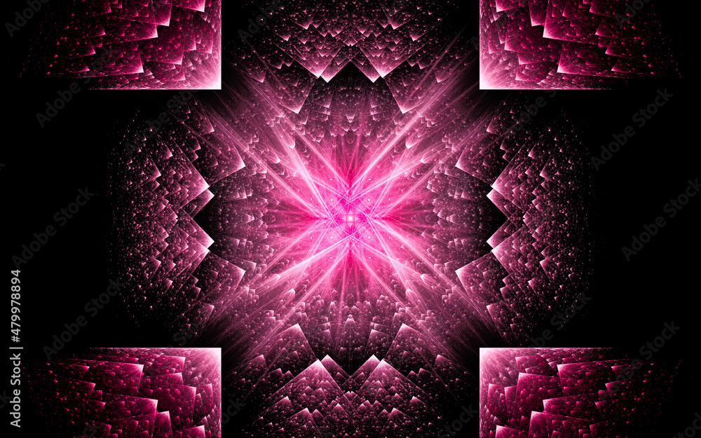 Aufkleber digital illustration abstract image generated fractal background image portal pattern of various geometric shapes and lines of various colors for computer graphics or web design