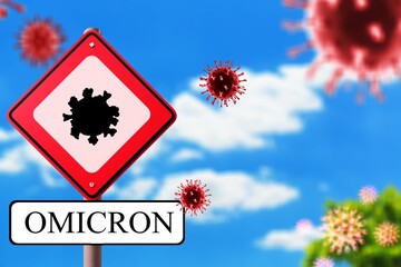 Coronavirus Covid-19 warning sign Omikron mutation variant, danger due to infection