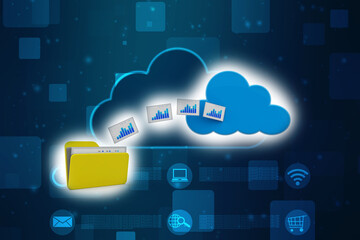 Fototapeta premium 3d rendering Cloud computing concept, Cloud internet technology concept background, Cloud computing and network data Storage concept 