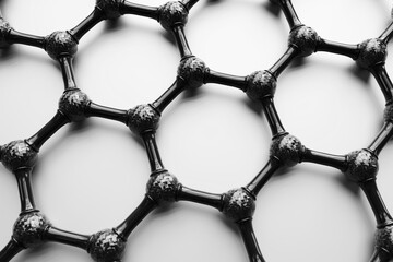 3D rendering of structure of the graphene or carbon surface, abstract nanotechnology hexagonal geometric form, atomic structure, graphene molecular structure