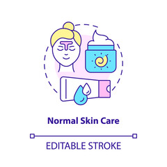 Normal skin care concept icon. Beauty procedures. Cosmetological treatment abstract idea thin line illustration. Isolated outline drawing. Editable stroke. Roboto-Medium, Myriad Pro-Bold fonts used