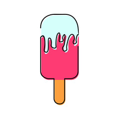 One line illustration of popsicle icon. vector logo isolated on white background