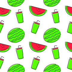 one line illustration of watermelon. seamless pattern. can be used for wallpaper, wrapping paper, background, cover, fabric, apparel, pattern fill