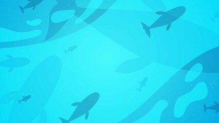 blue sea background with small and big fish