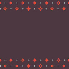 seamless pattern of red pixel snowflakes on a dark background. Stripe geometric pattern for socks, wallpaper, web design