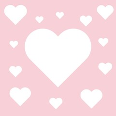 white heart illustration on retro pink background