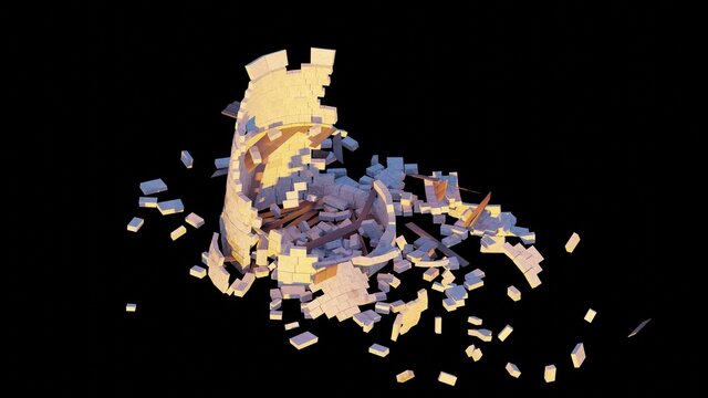 destroyed medival bricks tower 3d render