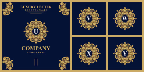 Obraz na płótnie Canvas Vintage luxury royal gold logo template vector initials