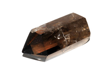 Smoky Quartz Crystal Point Gemstone on White Background