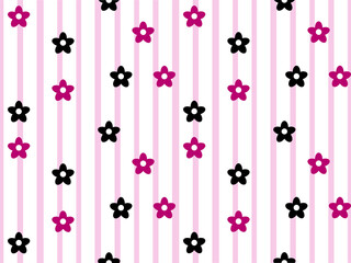 Flower cartoon character seamless pattern on pink and white background