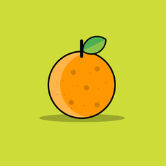 Orange fruit vector icon isolated on a light green background. Realistic sweet fruit.