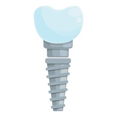 Clinic tooth implant icon cartoon vector. Dental crown. Oral bone