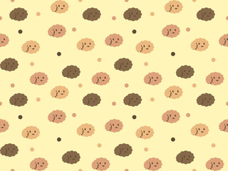 Dog cartoon character seamless pattern on yellow background