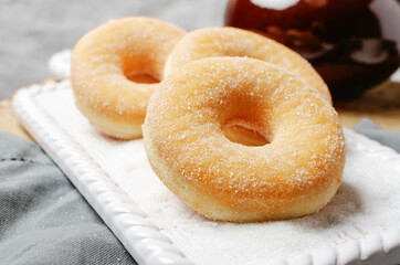 Italian carnival fritters dusted with powdered sugar. With free text space.